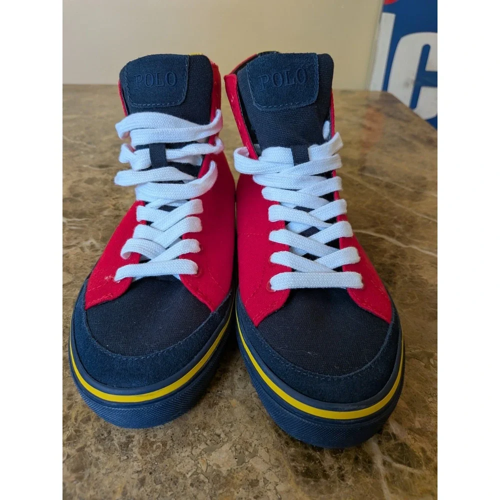 Polo Ralph Lauren Men's Solomon Canvas Sneaker in Red Multi Ski Patch - $129
